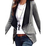 Lookbook Store Women's Casual Draped Asymmetric Zip Blazer Jacket Outwear