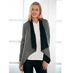 Lookbook Store Women's Casual Draped Asymmetric Zip Blazer Jacket Outwear