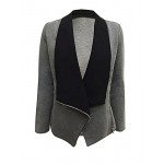 Lookbook Store Women's Casual Draped Asymmetric Zip Blazer Jacket Outwear