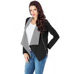 Lookbook Store Women's Casual Draped Asymmetric Zip Blazer Jacket Outwear
