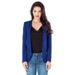 LookbookStore Women's Open Front Draped Asymmetric Padded Side Zip Blazer Jacket