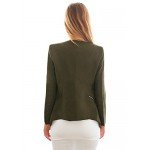 LookbookStore Women's Open Front Draped Asymmetric Padded Side Zip Blazer Jacket