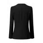 LookbookStore Women's Open Front Draped Asymmetric Padded Side Zip Blazer Jacket