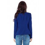 LookbookStore Women's Open Front Draped Asymmetric Padded Side Zip Blazer Jacket
