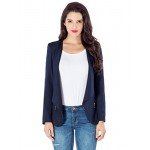 LookbookStore Women's Open Front Draped Asymmetric Padded Side Zip Blazer Jacket
