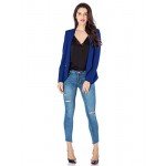 LookbookStore Women's Open Front Draped Asymmetric Padded Side Zip Blazer Jacket