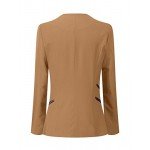 LookbookStore Women's Open Front Draped Asymmetric Padded Side Zip Blazer Jacket