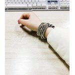 Lovelychica Vintage 5PCS Multi Layer Bracelets Turquoise Triangle Knot Stackable Open Cuff Bracelet Set Bangle Women