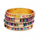 Lovelychica Vintage 5PCS Multi Layer Bracelets Turquoise Triangle Knot Stackable Open Cuff Bracelet Set Bangle Women