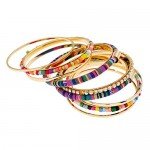 Lovelychica Vintage 5PCS Multi Layer Bracelets Turquoise Triangle Knot Stackable Open Cuff Bracelet Set Bangle Women