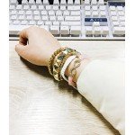 Lovelychica Vintage 5PCS Multi Layer Bracelets Turquoise Triangle Knot Stackable Open Cuff Bracelet Set Bangle Women