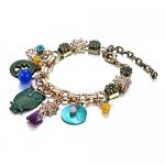 Lovelychica Vintage 5PCS Multi Layer Bracelets Turquoise Triangle Knot Stackable Open Cuff Bracelet Set Bangle Women
