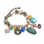 Lovelychica Vintage 5PCS Multi Layer Bracelets Turquoise Triangle Knot Stackable Open Cuff Bracelet Set Bangle Women