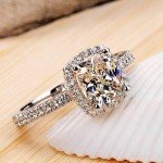 Luxurious 2 ct CZ Rings Female Ring Bijoux Newest White  4 Prong Zirconia Wedding Engagement Rings For Women
