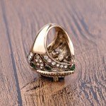 Luxury Vintage Jewelry Big  Wedding Rings For Women Gold Color Mosaic Green Crystal 2016 New Fashion Accessories