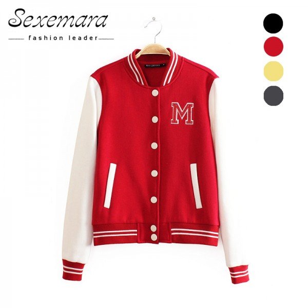 M logo classical bomber ladies jacket women coat female autumn casual cardigan team patchwork Baseball o-neck tops bolero 2017 M logo classical bomber ladies jacket women coat female autumn casual cardigan team patchwork Baseball o-neck tops bolero 2017