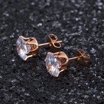 MDFUN 18K Rose Gold Plated Round Clear Cubic Zirconia Stud Earring Pack of 6 Pairs (6 Pairs)