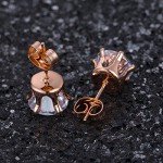 MDFUN 18K Rose Gold Plated Round Clear Cubic Zirconia Stud Earring Pack of 6 Pairs (6 Pairs)