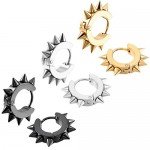 MOWOM Stainless Steel Hoop huggie Earrings Cross Triangle Awl Taper Rivets (3 Pairs)