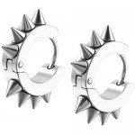 MOWOM Stainless Steel Hoop huggie Earrings Cross Triangle Awl Taper Rivets (3 Pairs)