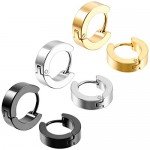 MOWOM Stainless Steel Hoop huggie Earrings Cross Triangle Awl Taper Rivets (3 Pairs)