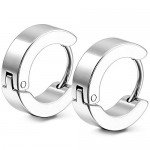 MOWOM Stainless Steel Hoop huggie Earrings Cross Triangle Awl Taper Rivets (3 Pairs)