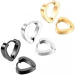 MOWOM Stainless Steel Hoop huggie Earrings Cross Triangle Awl Taper Rivets (3 Pairs)