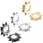 MOWOM Stainless Steel Hoop huggie Earrings Cross Triangle Awl Taper Rivets (3 Pairs)