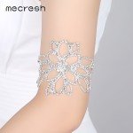 Mecresh Silver Color Crystal Bracelets for Women Floral Bridal Ankle Bracelets & Bangles Wedding Engagement Jewelry SL009