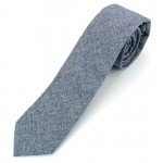 Men's Chambray Cotton Skinny Necktie Tie Textured Distressed Style - 2 1/2" Width