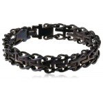 Men's Stainless Steel Railroad with .03 cttw Diamonds IP Cross Bracelet