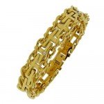 Men's Stainless Steel Railroad with .03 cttw Diamonds IP Cross Bracelet