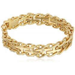 Men's Stainless Steel Railroad with .03 cttw Diamonds IP Cross Bracelet