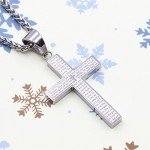 Men's Stainless Steel Simple Cross Pendant Lord's Prayer Necklace 22 Inch