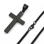 Men's Stainless Steel Simple Cross Pendant Lord's Prayer Necklace 22 Inch