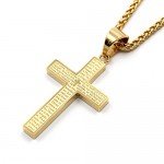 Men's Stainless Steel Simple Cross Pendant Lord's Prayer Necklace 22 Inch