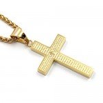 Men's Stainless Steel Simple Cross Pendant Lord's Prayer Necklace 22 Inch