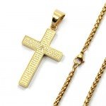 Men's Stainless Steel Simple Cross Pendant Lord's Prayer Necklace 22 Inch