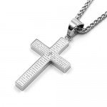 Men's Stainless Steel Simple Cross Pendant Lord's Prayer Necklace 22 Inch
