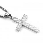 Men's Stainless Steel Simple Cross Pendant Lord's Prayer Necklace 22 Inch