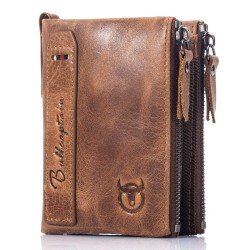 Men's Wallet, NaSUMTUO RFID Blocking Minimalist Vintage Cowhide Leather Wallet