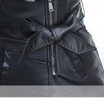 Mikialong 2017 Fur Collar Women Long Leather Jacket Coat Female Winter Long Sleeve Suede Fur Jacket Women Bow Motorcycle Jacket