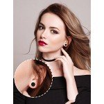 Mudder 4 Styles Stainless Steel Hoop Earrings Stud Earrings Huggie Piercing for Men and Women, 18 Gauge, 4 Pairs (Black)