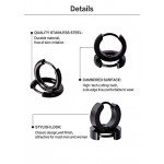 Mudder 4 Styles Stainless Steel Hoop Earrings Stud Earrings Huggie Piercing for Men and Women, 18 Gauge, 4 Pairs (Black)
