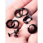 Mudder 4 Styles Stainless Steel Hoop Earrings Stud Earrings Huggie Piercing for Men and Women, 18 Gauge, 4 Pairs (Black)