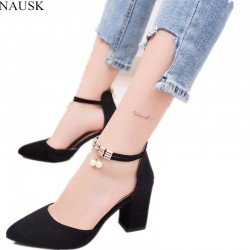 NAUSK 2018 Summer Women Shoes Pointed Toe Pumps Dress Shoes High Heels Boat Shoes Wedding Shoes tenis feminino Side with