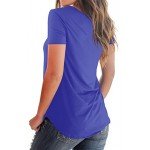 NIASHOT Women's Casual Short Sleeve Solid Criss Cross Front V-Neck T-Shirt Tops