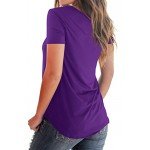 NIASHOT Women's Casual Short Sleeve Solid Criss Cross Front V-Neck T-Shirt Tops