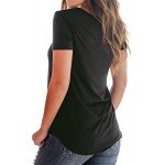 NIASHOT Women's Casual Short Sleeve Solid Criss Cross Front V-Neck T-Shirt Tops