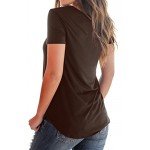 NIASHOT Women's Casual Short Sleeve Solid Criss Cross Front V-Neck T-Shirt Tops